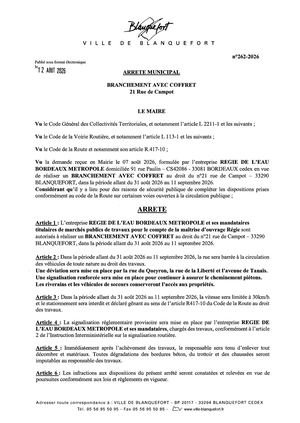 Arrêté 262-2026