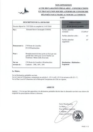 Arrêté 26 352 270 Route De Linselles