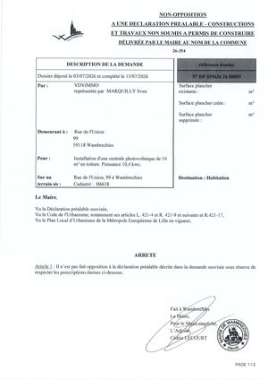 Arrêté 26 354 99 Rue De L'union