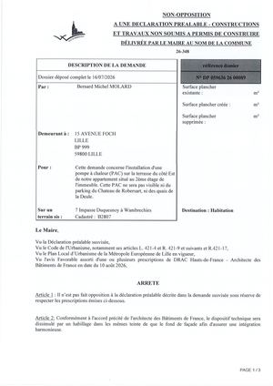 Arrêté 26 348 7 Impasse Duquesnoy