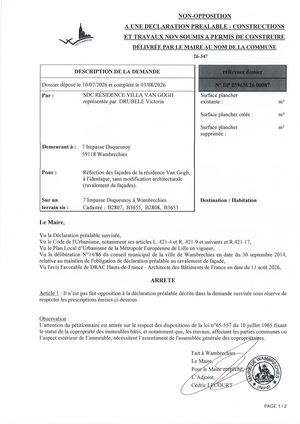 Arrêté 26 347 7 Impasse Duquesnoy