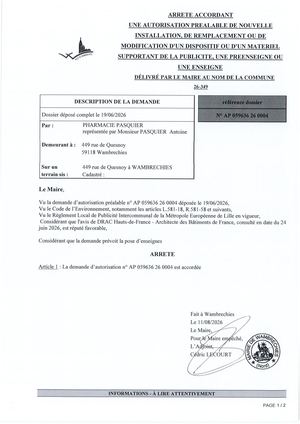 Arrêté 26 349 449 Rue De Quesnoy