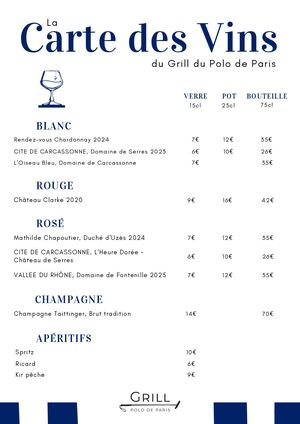 Carte Des Vins Grill