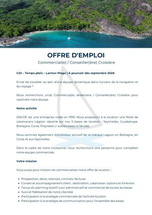 Offre Emploi Commercial(e) Conseiller(ère) Croisière (2)