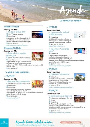 Agenda du week-end 15 & 16 août 2026