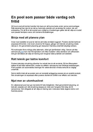 En Pool Som Passar Både Vardag Och Fritid