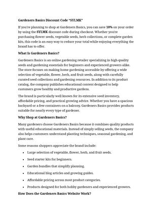 Gardeners Basics Discount Code “SYLMK”