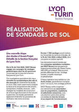 SNCF Depliant LYON-TURIN : DÉBUT DES SONDAGES GÉOTECHNIQUES