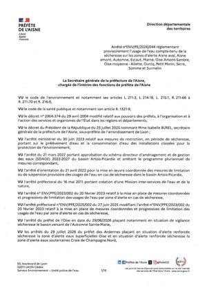 Arrete Secheresse 10082026