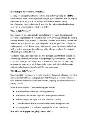 Ride Voyager Discount Code “VYMAX”