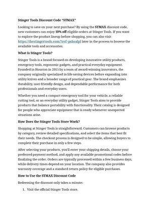 Stinger Tools Discount Code “STMAX”