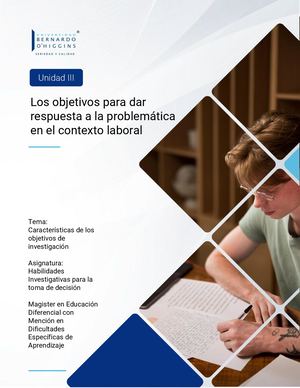 Unidad 3 S8: Características de los objetivos de investigación