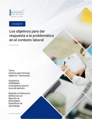Unidad 3 S9: Criterios para formular objetivos. Taxonomías