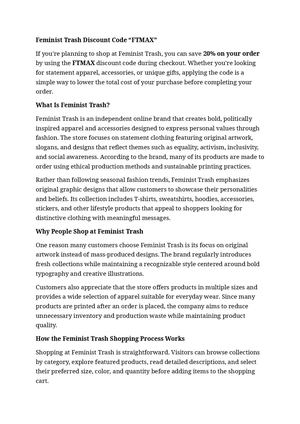 Feminist Trash Discount Code “FTMAX”