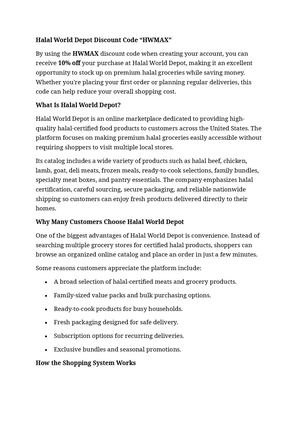 Halal World Depot Discount Code “HWMAX”
