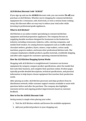 ALD Kitchen Discount Code “ALMAX”