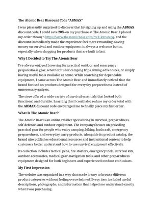 The Atomic Bear Discount Code “ABMAX”