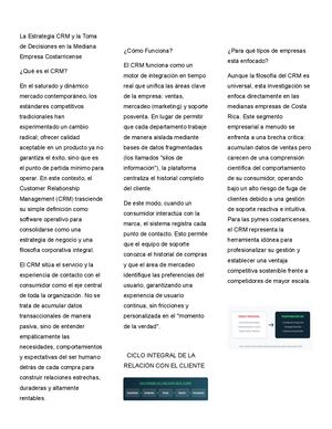 La Estrategia Crm Y La Toma De Decisiones En La Mediana Empresa Costarricense