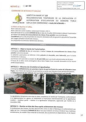 Arrêté 2026 110 Capraro Route De La Barade Pref