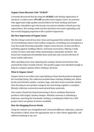 Organo Linen Discount Code “OLMAX”