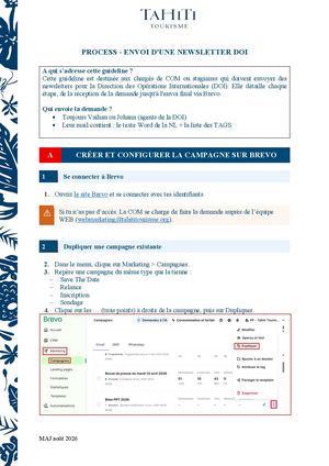 Process - Envoi d'une Newsletter de la DOI