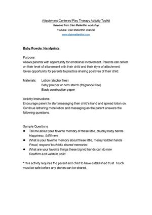 Attachment Centered Play Activities Toolkit