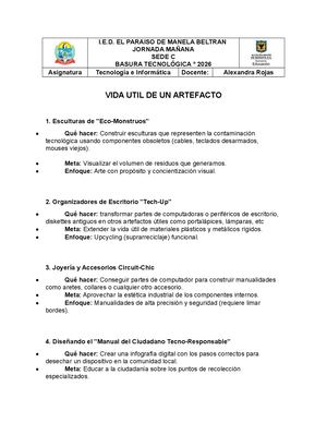 Vida Util De Un Artefacto