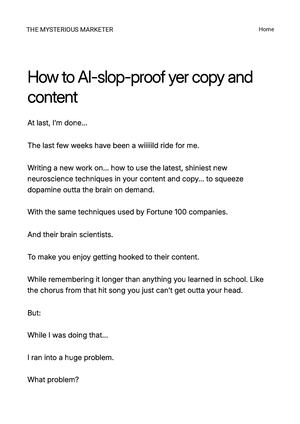 How To Ai Slop Proof Yer Copy And Content The Mysterious Marketer