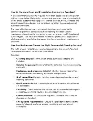 How To Maintain Clean And Presentable Commercial Premises
