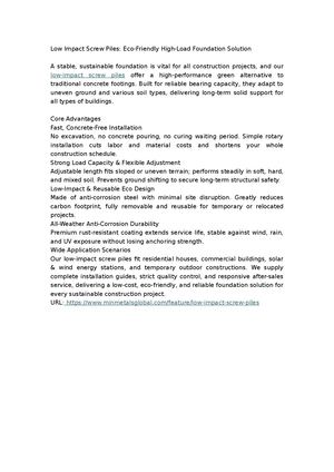 Low Impact Screw Piles