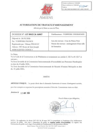AR1 2026 01232 ARR Autorisation De Trav VIA AR1 2026 01232 202600812 Publiée 13 08 2026