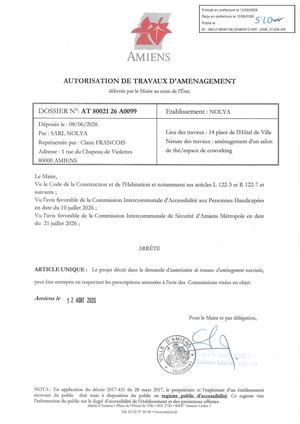 AR1 2026 01239 ARR Autorisation De Trav VIA AR1 2026 01239 202600812 Publiée Le 13 08 2026