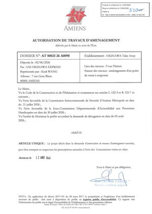AR1 2026 01244 - ARR Autorisation De Trav VIA AR1 2026 01244 202600812 Publiée Le 13 08 2026