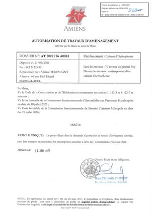AR1 2026 01246 - ARR Autorisation De Trav VIA AR1 2026 01246 202600812 Publiée Le 13 08 2026