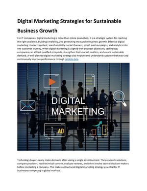 Digital Marketing Strategies For Sustainable