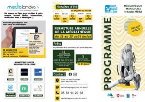 Médiathèque Programme d'animations Juillet août 2026