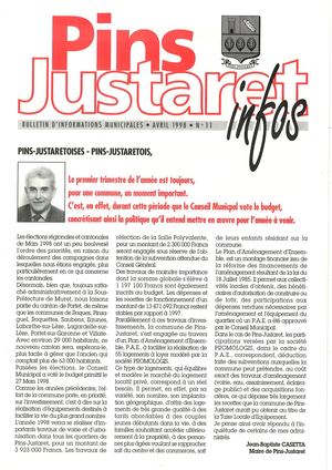 Bulletin Municipal N° 11 - AVRIL 1998