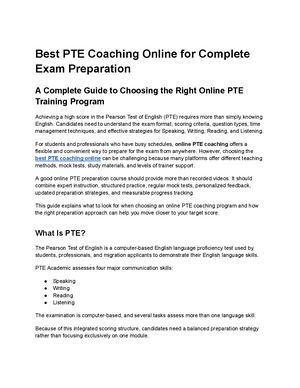 Best Pte Coaching Online For Complete Exam Preparation