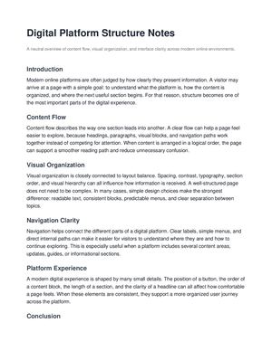 Digital Platform Structure Notes