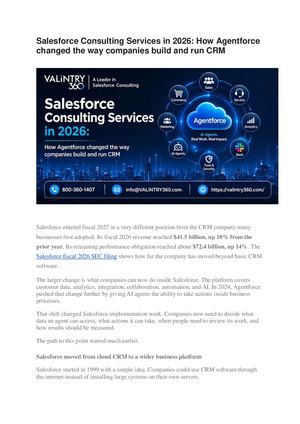 Salesforce Consulting Services In 2026 How Agentforce Changed The Way Companies Build And Run Crm