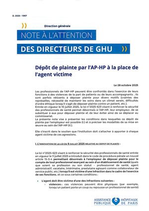 Dépôt de plainte par l'AP-HP à la place de l'agent victime