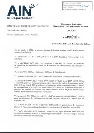 Changement De Direction Micro Crèche Le Ciel Bleu Des Chérubins COLIGNY