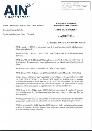 Changement De Direction Micro Crèche O P'tit Môme SAINT GENIS POUILLY