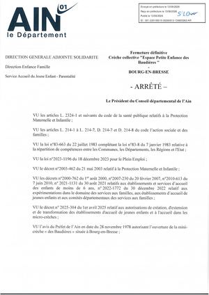 Fermeture Définitive Crèche Collective Espace Petite Enfance Des Baudières Bourg En Bresse