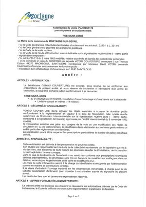 Ar26st178 Av Portant Permis De Stationnement Rue Saint Louis Du 1 09 Au 01 10 2026