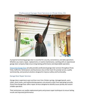 Professional Garage Door Services In Chula Vista, Ca