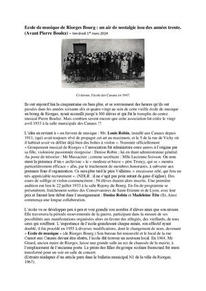 Ecole De Musique De Riorges Bourg (avant Pierre Boulez)