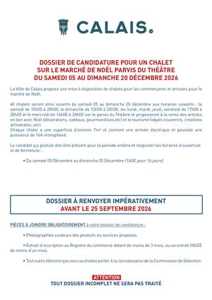 Dossier de candidature pour un chalet sur le marché de Noël 2026 sur le parvis du Théâtre