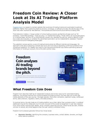 Freedom Coin Review: A Closer Look at Its AI Trading Platform Analysis Model