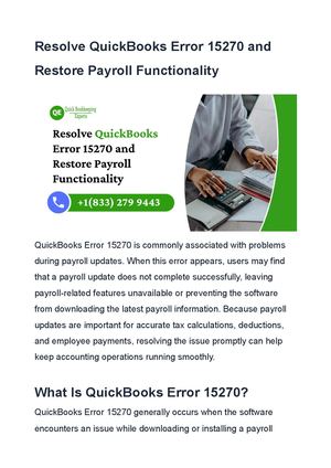How to Fix QuickBooks Error 15270 When Payroll Updates Fail